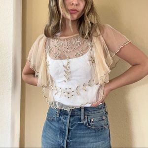 Wide sleeve flower top